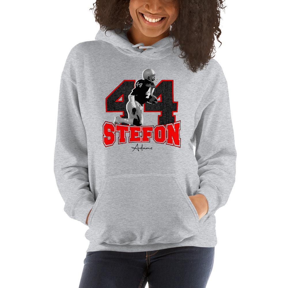 "44" by Stefon Adams Hoodie, Black Logo on MILLIONS "44" by Stefon Adams Hoodie, Black Logo