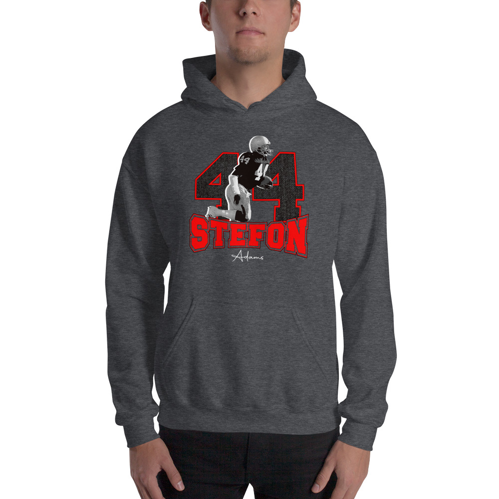 "44" by Stefon Adams Hoodie, White Logo on MILLIONS "44" by Stefon Adams Hoodie, White Logo