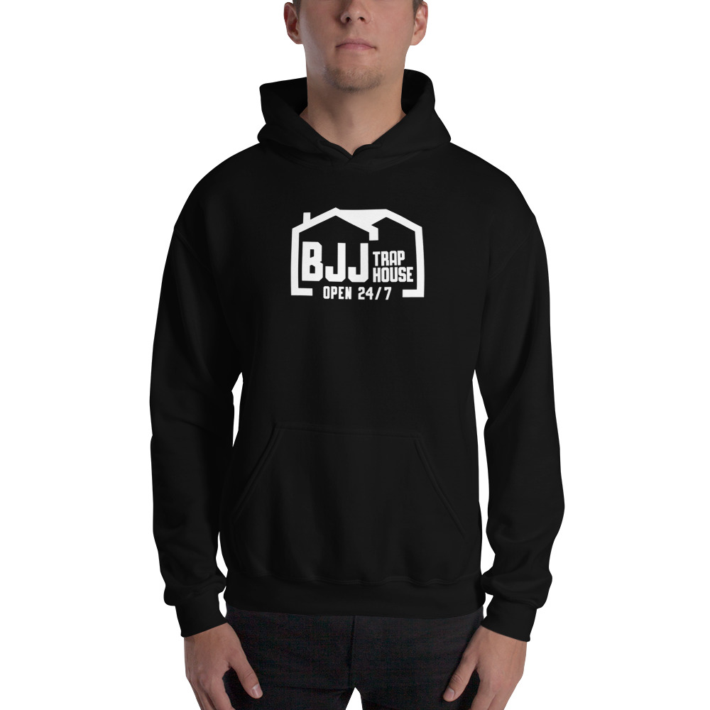BJJ Traphouse Tyler Trump Men's Hoodie, White Logo