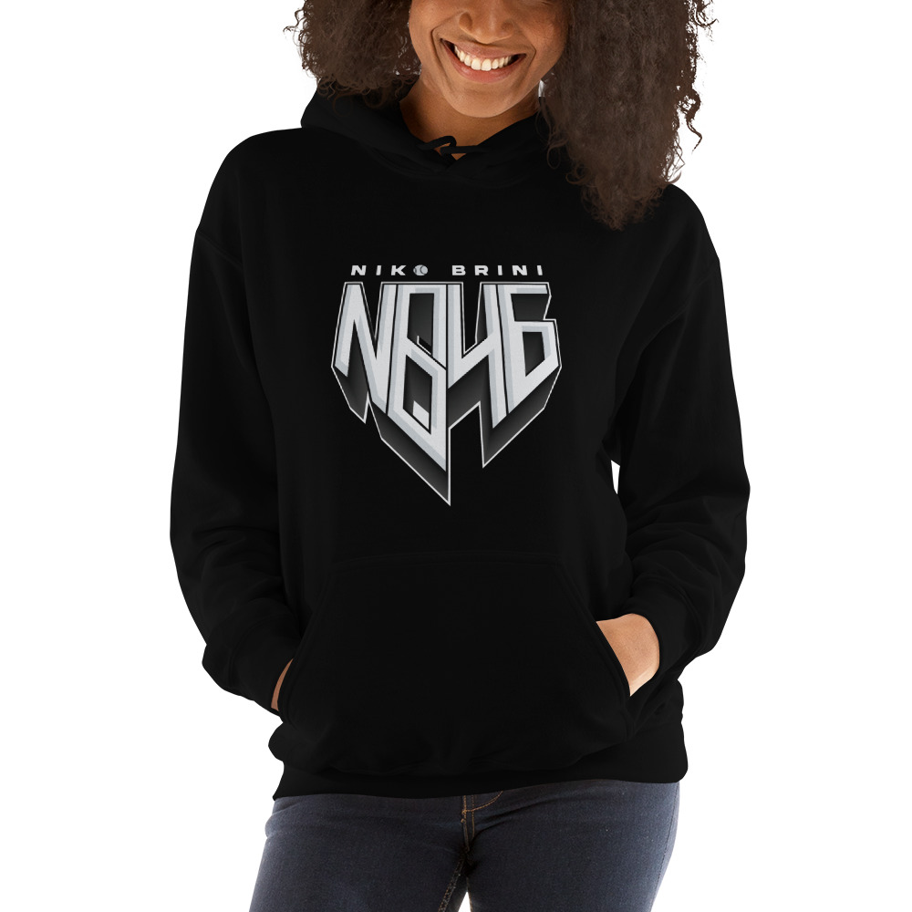 "NB46" by Niko Brini Hoodie, White Logo