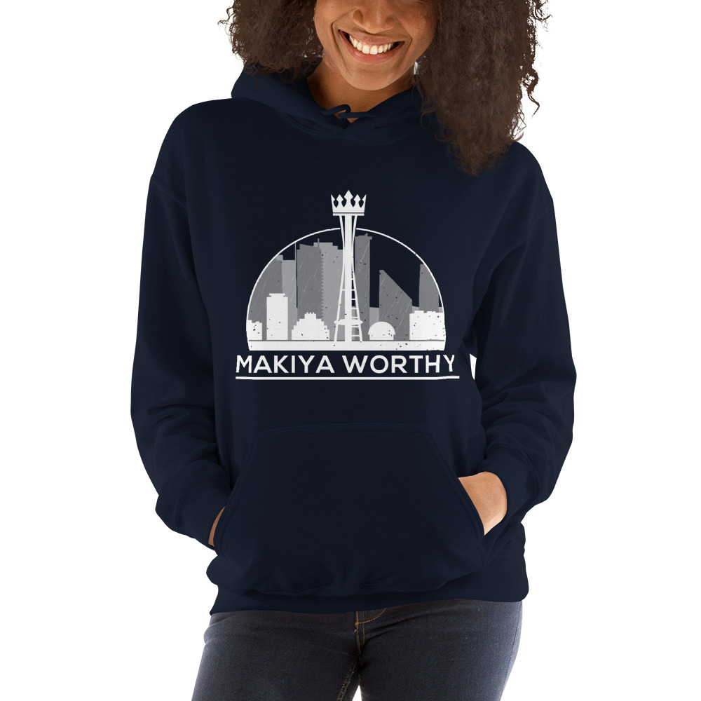 Makiya Worthy Hoodie, White Logo