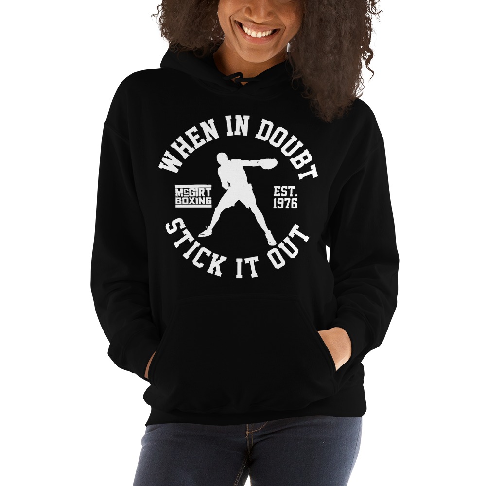 "When in Doubt Stick it out" Mcgirt Boxing Statet, Hoodie, All White Logo