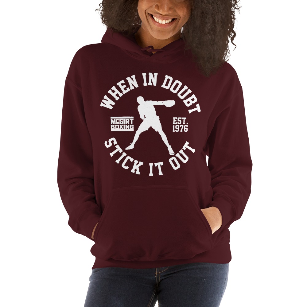 "When in Doubt Stick it out" Mcgirt Boxing Statet, Hoodie, All White Logo