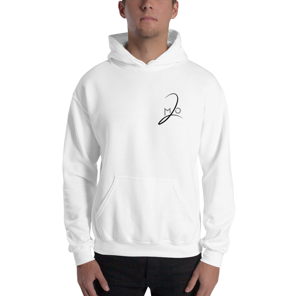 "MO2" by Mo Mohamed Hoodie, Black Logo