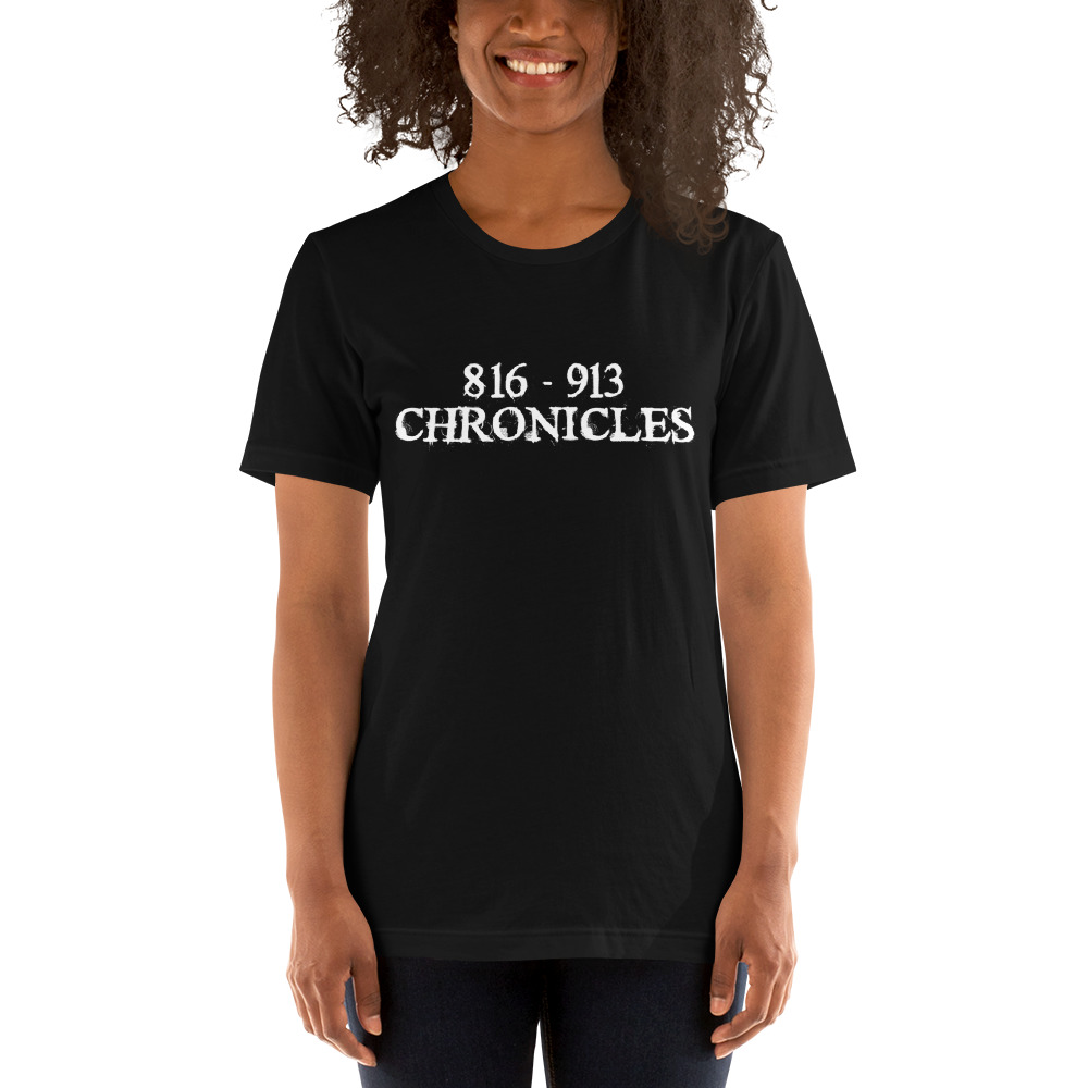 "816-913 Chronicles" by Dontell Gilyard Shirt, White Logo