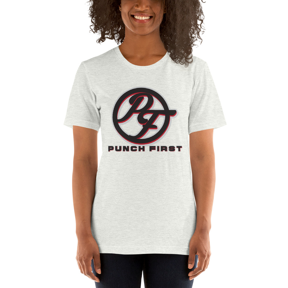 "Punch First" by Greg Foster Women's Shirt, Black Logo Large