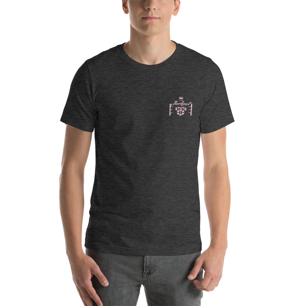 The Jackpot by Tyrone James Men's T-Shirt, Mini Logo on MILLIONS The Jackpot by Tyrone James Men's T-Shirt, Mini Logo