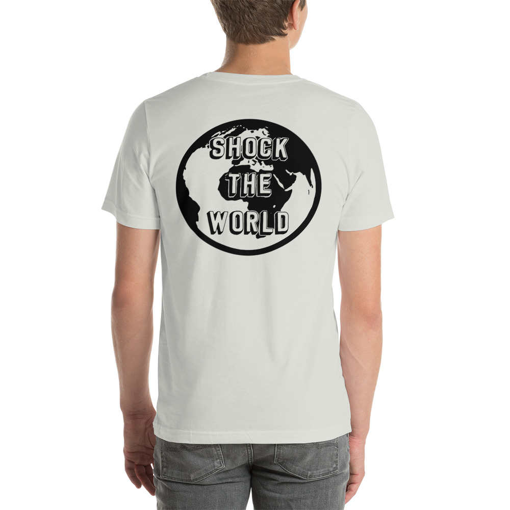 'Shock the World' Back Design by Devin Grant, T-Shirt (White) on MILLIONS 'Shock the World' Back Design by Devin Grant, T-Shirt (White)