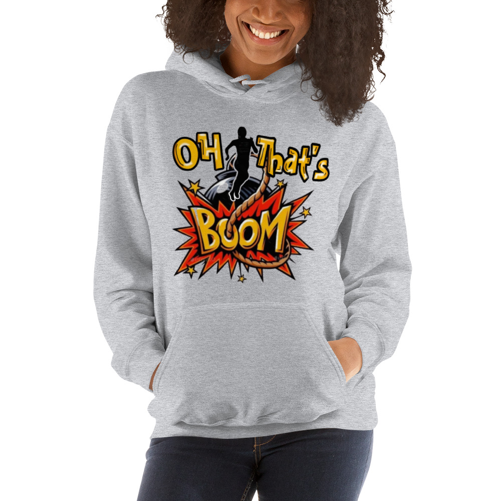 Oh That's Boom by Comari Hawkin Hoodie, Black Logo