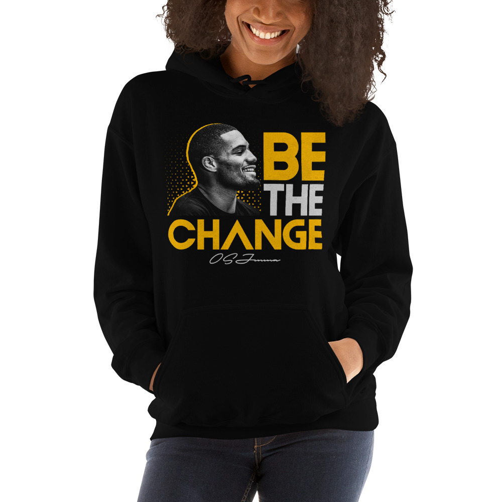 Be The CHANGE by Orlando Sanders Hoodie, White Logo on MILLIONS Be The CHANGE by Orlando Sanders Hoodie, White Logo