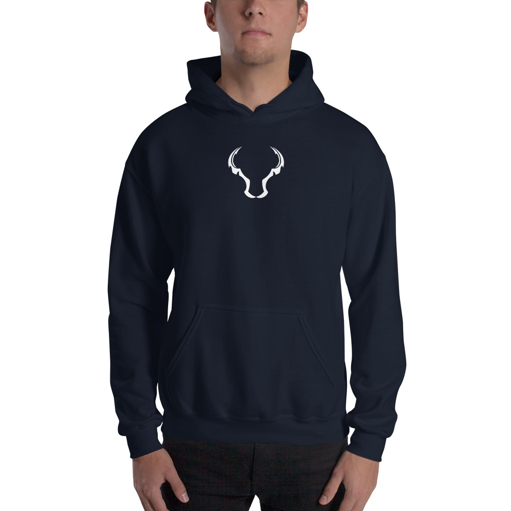 BULLISTIC Hoodie, White Bull Head, Mini Logo