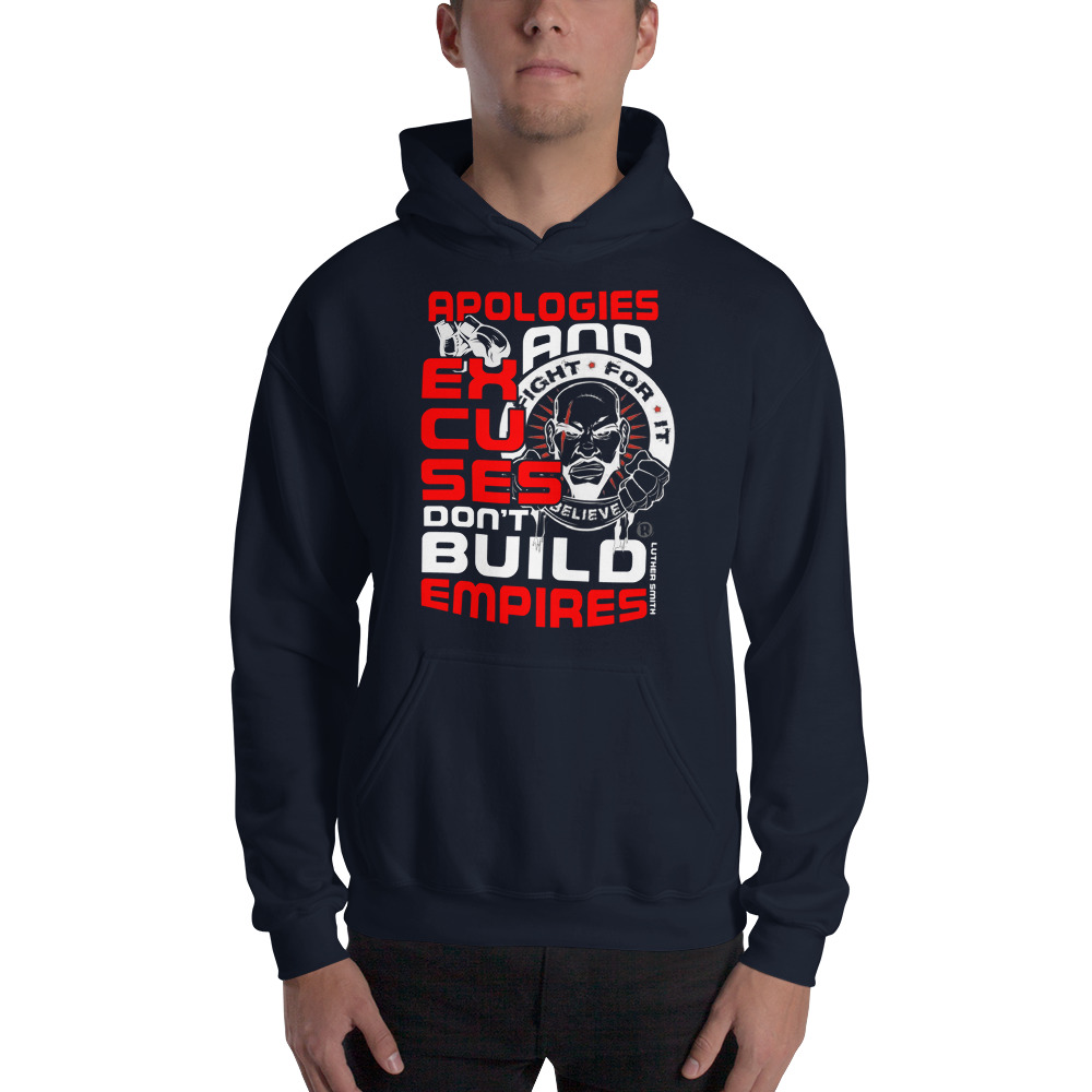 Apologies and Excuses II by Luther Smith Hoodie, White Logo