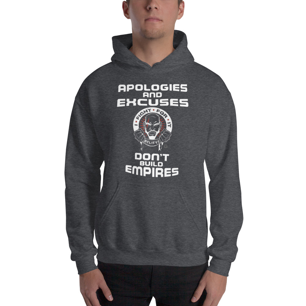 Apologies and Excuses by Luther Smith Hoodie, White Logo