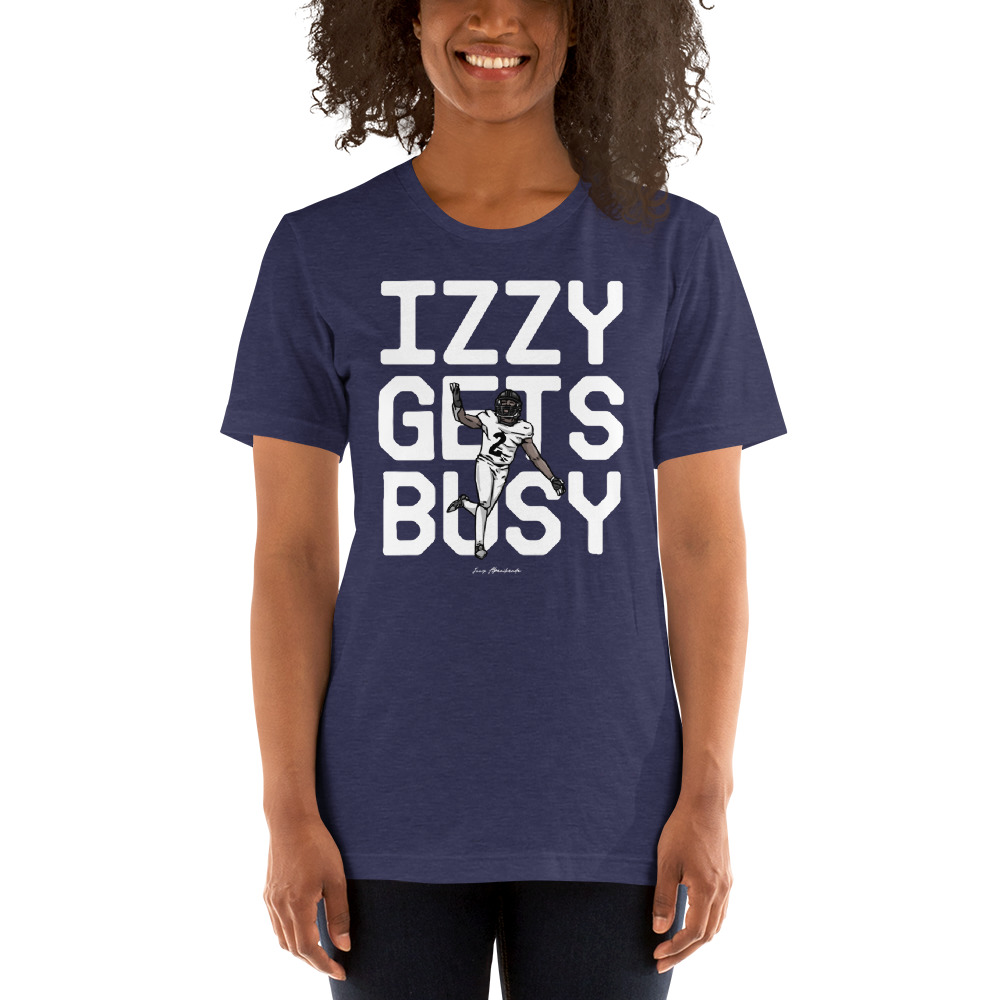 "Izzy Gets Busy" by Izzy Abanikanda, T-Shirt, Light Logo