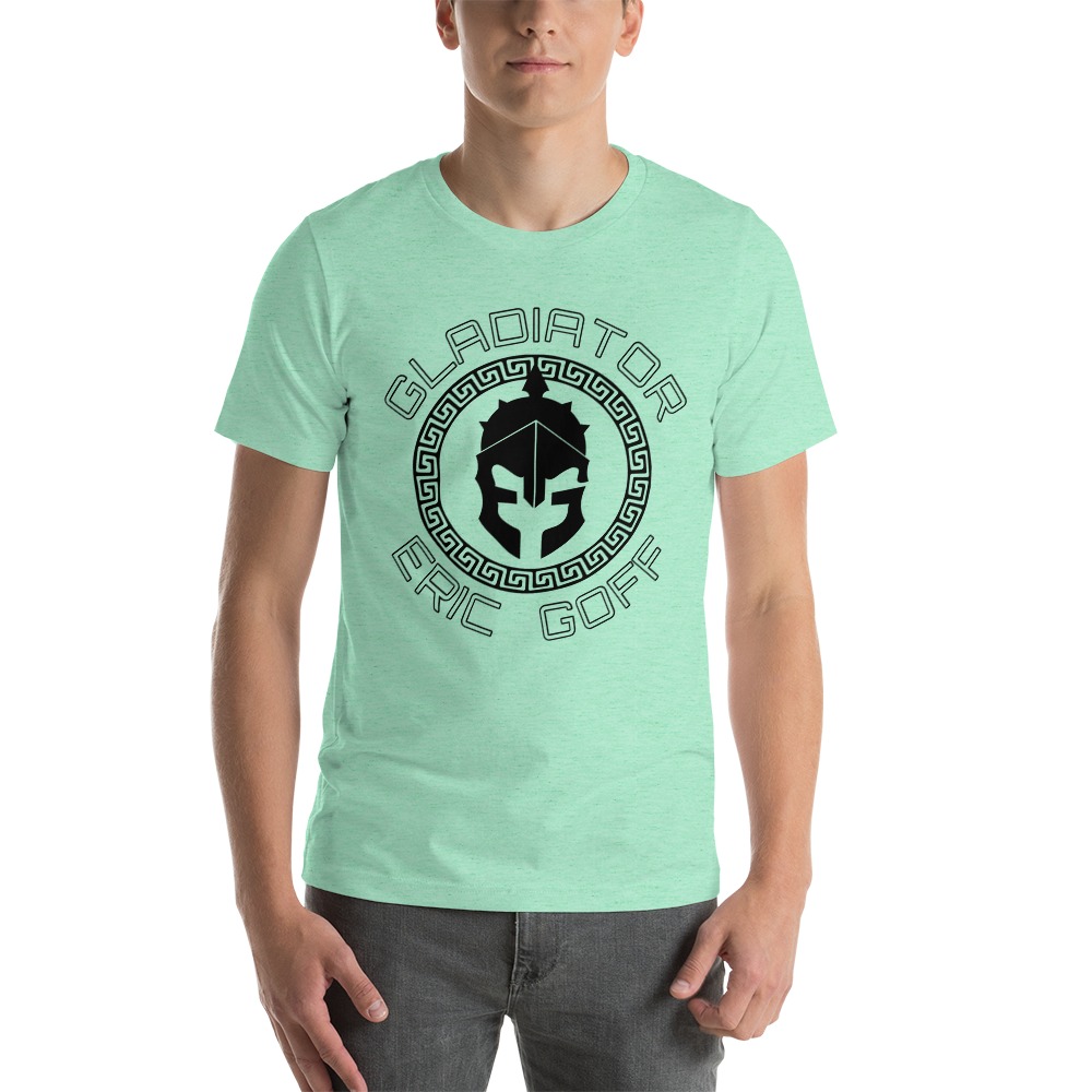 WOMEN'S GLADIATOR T-SHIRT BY ERIC GOFF, BLACK LOGO