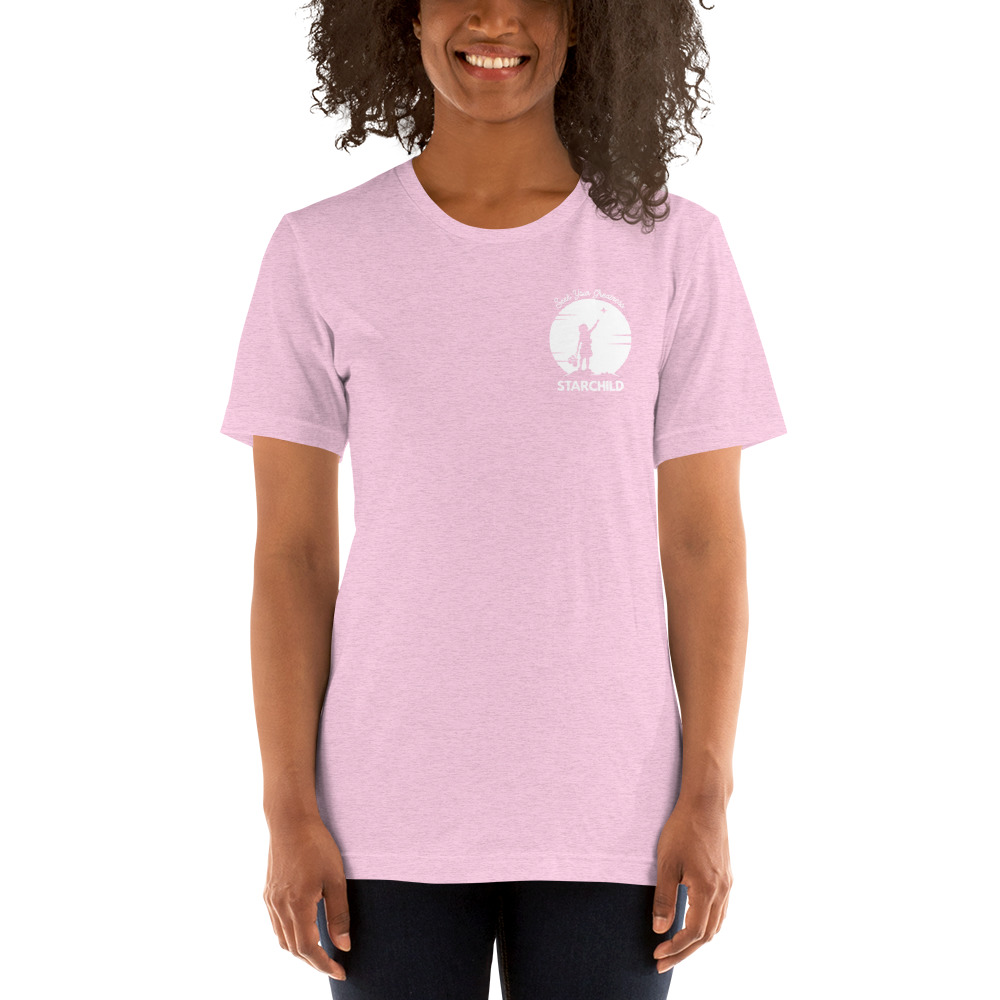 "Starchild " by Mitch Louis-Charles T-shirt, White Logo