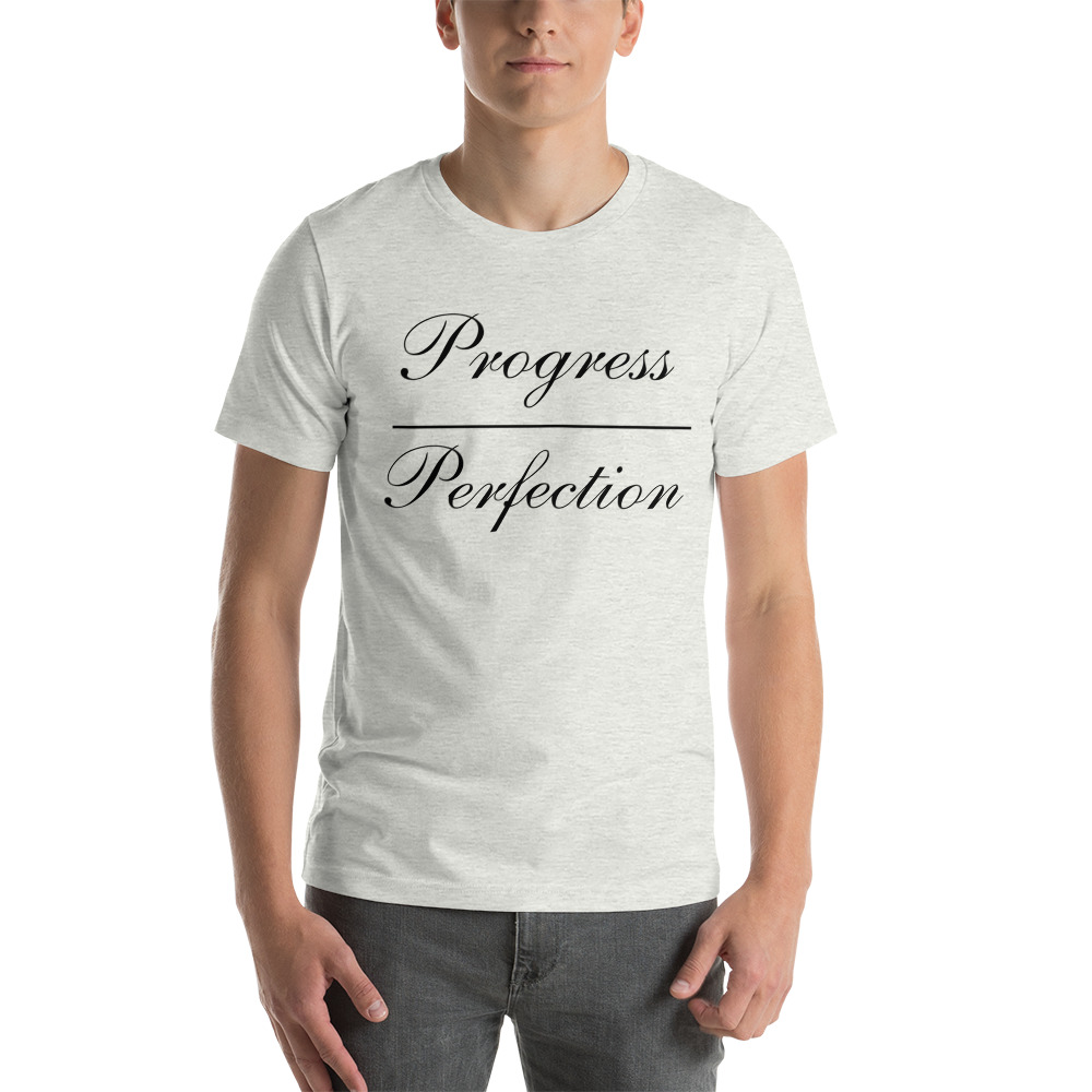 "Progress / Perfection" by Molly McGrath Shirt, Black Logo