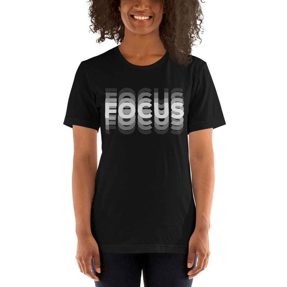 "Focus" by Gabriela Cortes Shirt, Grey Logo