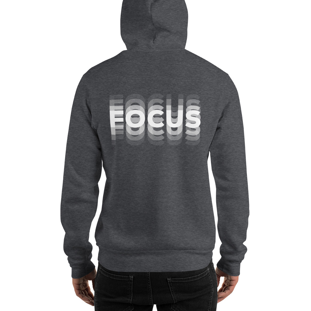 "Focus" by Gabriela Cortes Hoodie, White Logo
