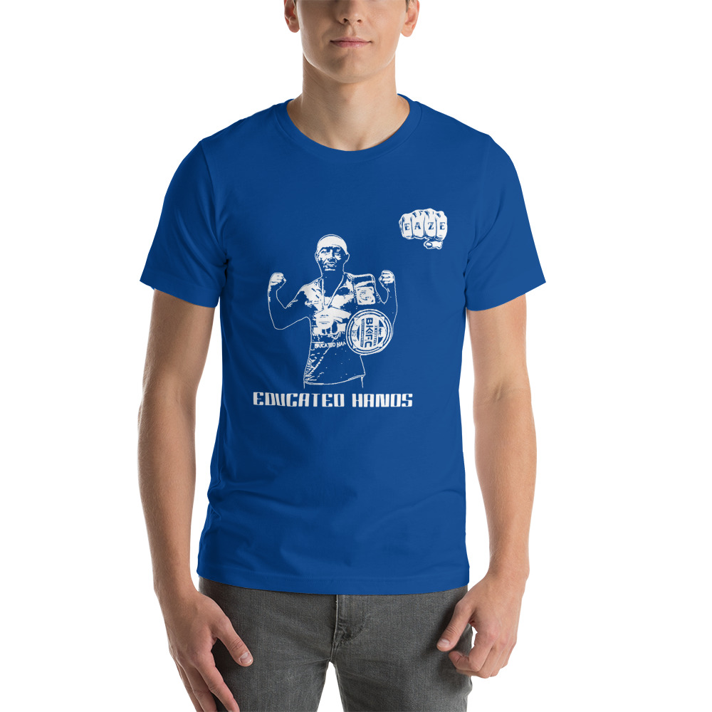 Educated Hands by Reggie Barnett Jr. Unisex Shirt, White Logo