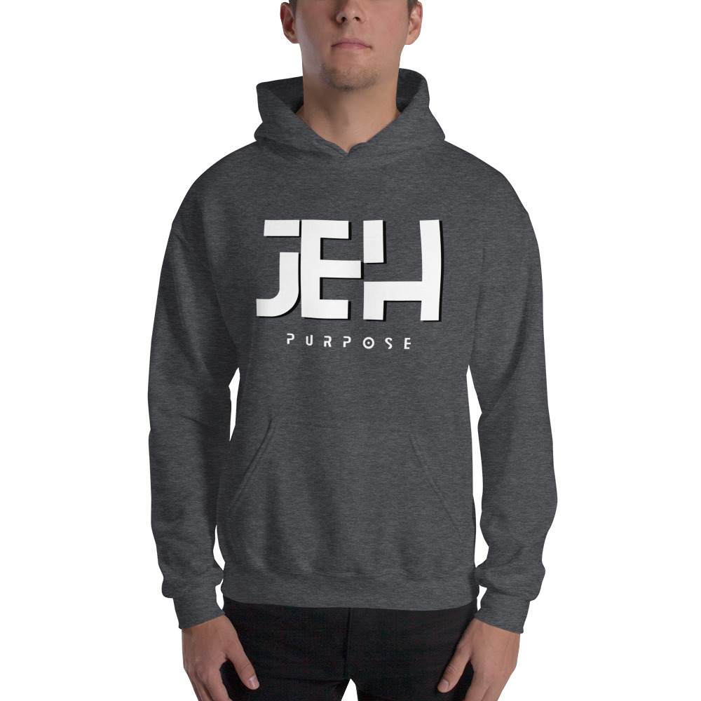  JEH - Purpose by by James Helzer Unisex Hoodie, White Logo