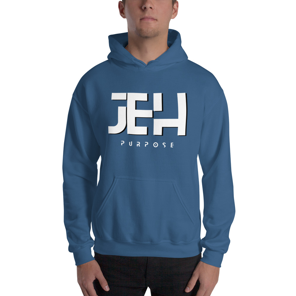  JEH - Purpose by by James Helzer Unisex Hoodie, White Logo