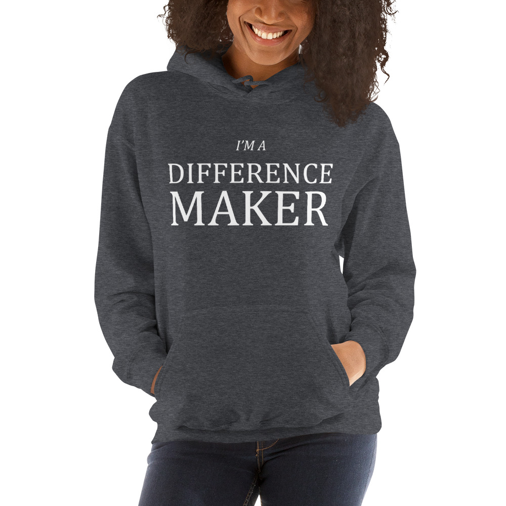 "I'm A Difference Maker" by Brad Cousino Hoodie, White Logo