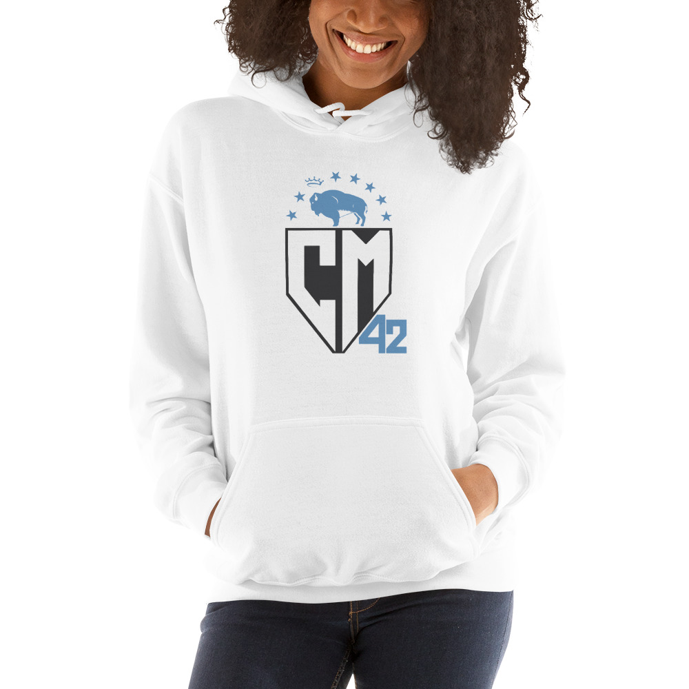 "CM 42" by Courtney Maud Hoodie, Black Logo