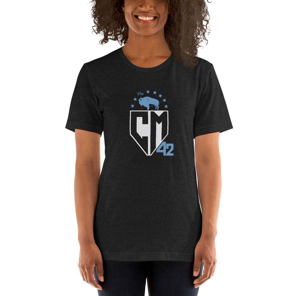"CM 42" by Courtney Maud Shirt, White Logo