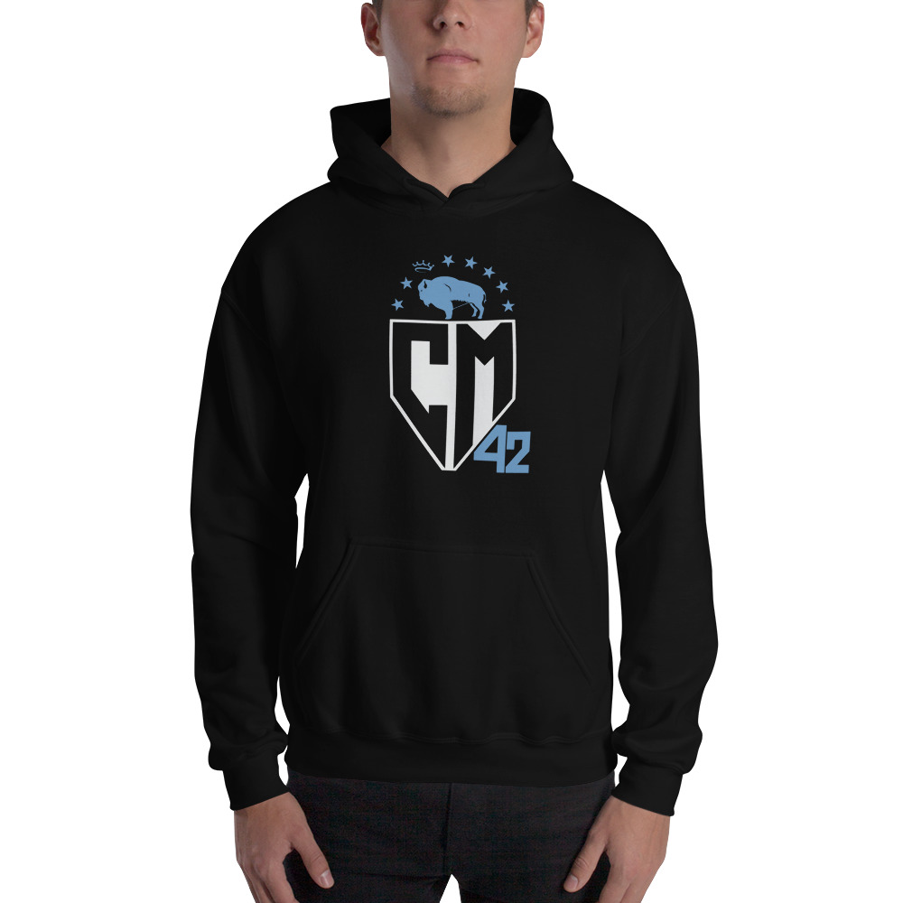 "CM 42" by Courtney Maud Hoodie, White Logo