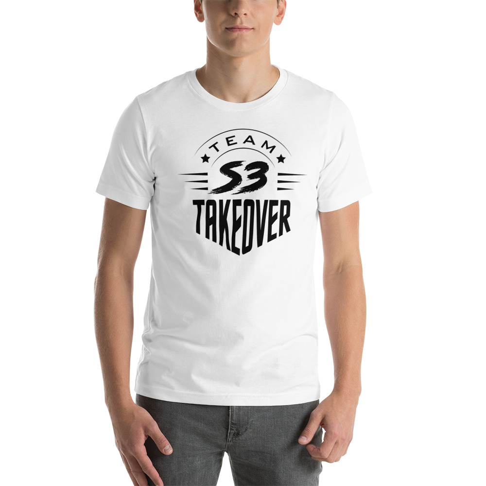 Team Takeover by Samuel Arnold Unisex T-Shirt, Black Logo on MILLIONS Team Takeover by Samuel Arnold Unisex T-Shirt, Black Logo