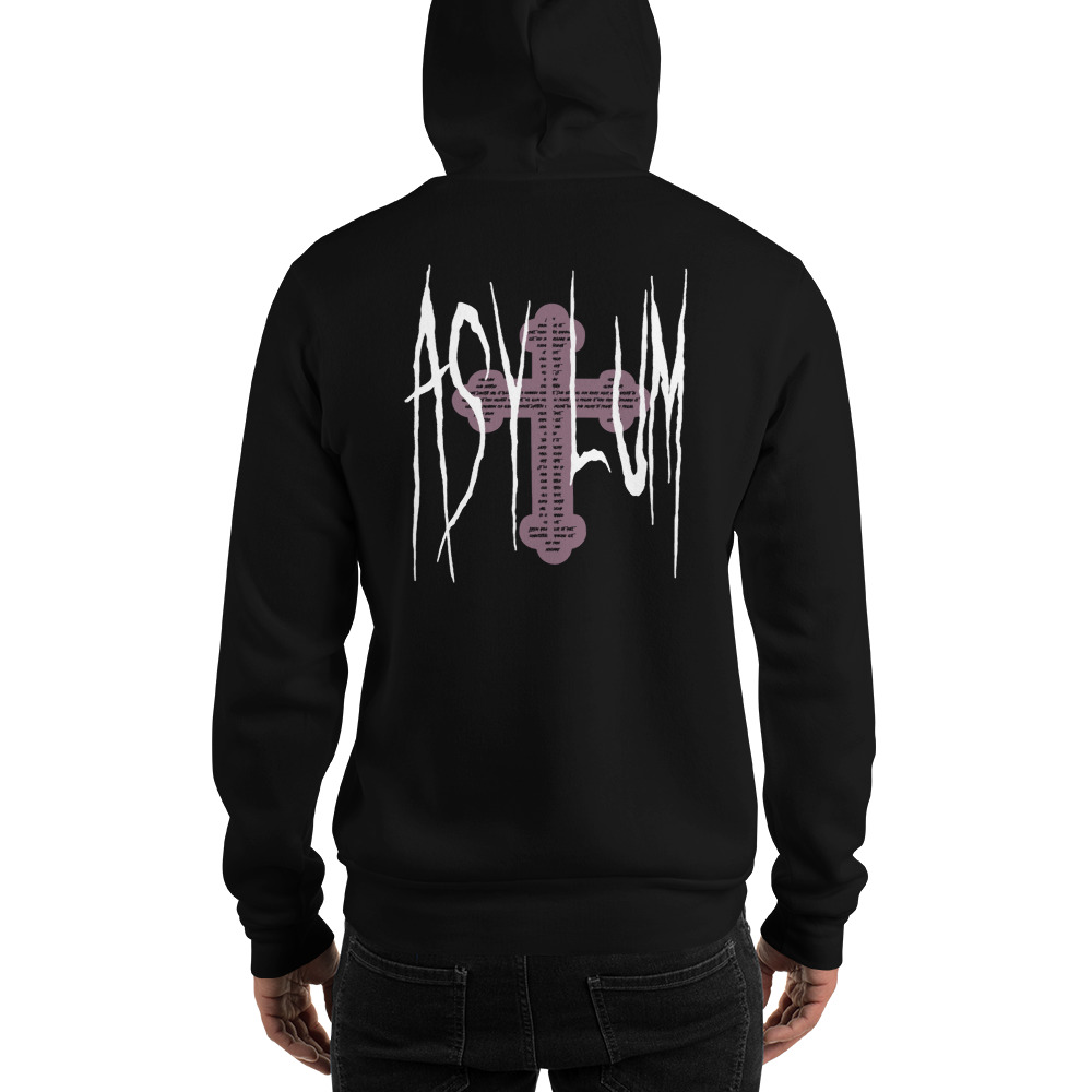 ASYLUM by Mardrecus Moreland Hoodie, White Logo