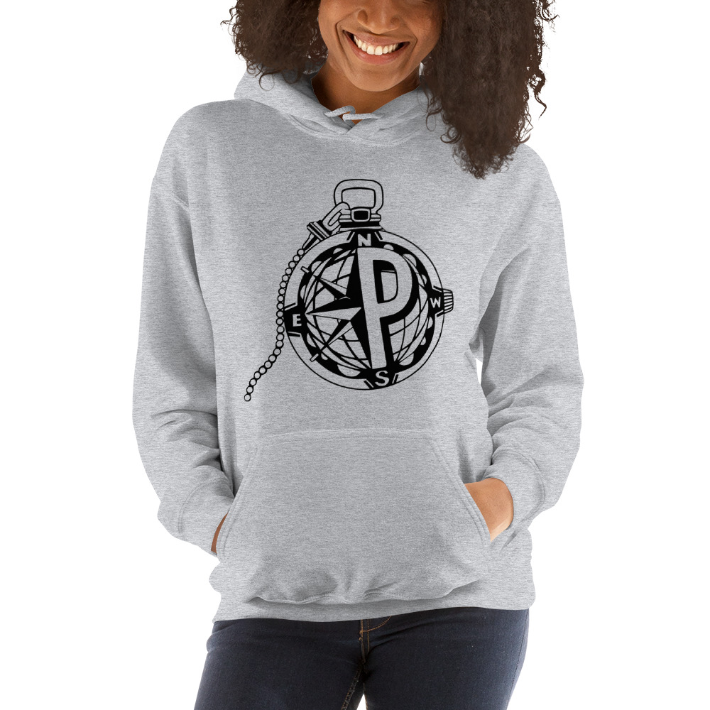 "Polestar Compass" by Ricky Jean Francois Hoodie, Black Logo