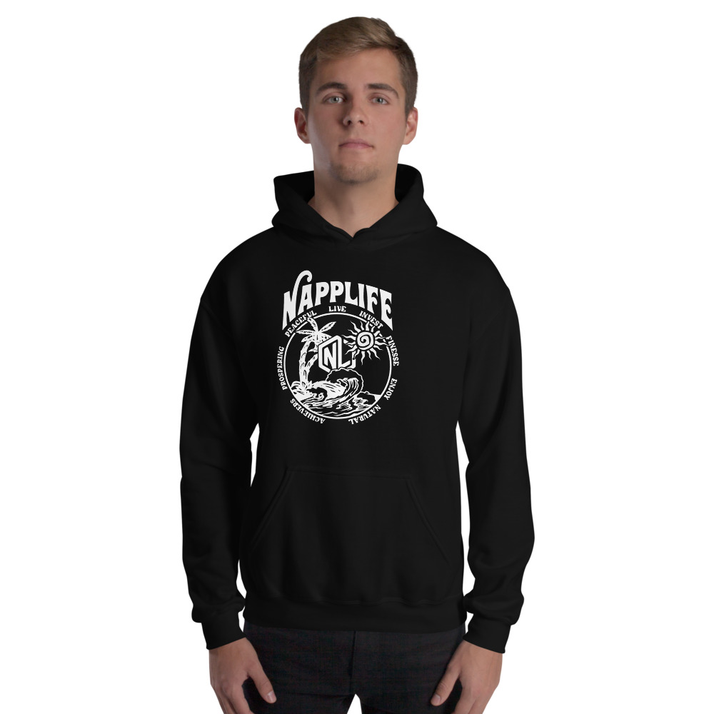NAPPLIFE by Ja'Quez Davis Unisex Hoodie, White Logo on MILLIONS NAPPLIFE by Ja'Quez Davis Unisex Hoodie, White Logo