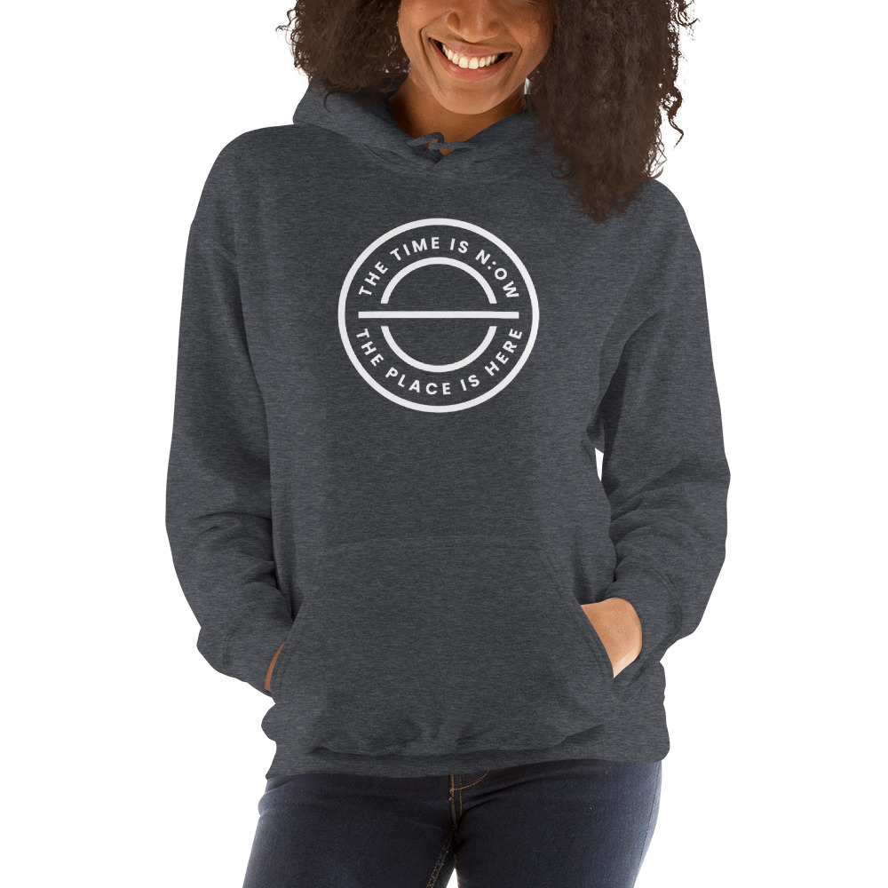 The Time Is Now by Jake Fraley Unisex Hoodie, White Logo