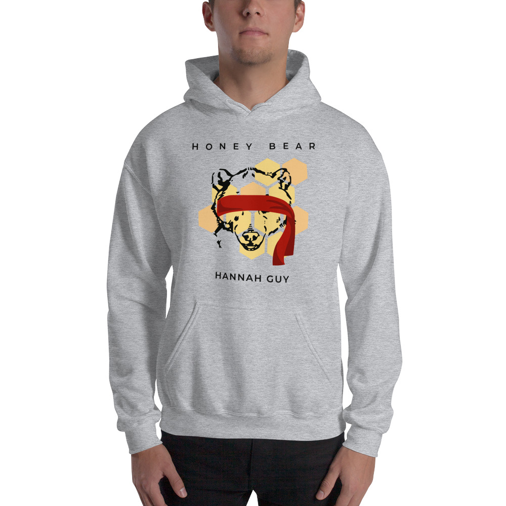  "Honey Bear" by Hannah Guy Unisex Hoodie, Dark Logo