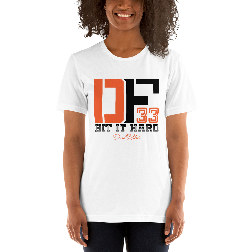 1 DF33 Hit It Hard by David Fulcher T-Shirt, Dark Logo on MILLIONS 1 DF33 Hit It Hard by David Fulcher T-Shirt, Dark Logo