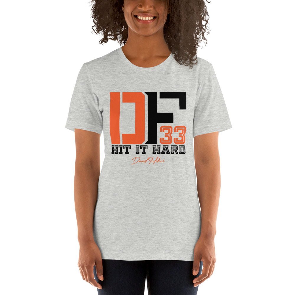 1 DF33 Hit It Hard by David Fulcher T-Shirt, Dark Logo on MILLIONS 1 DF33 Hit It Hard by David Fulcher T-Shirt, Dark Logo