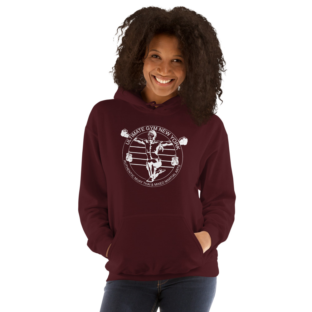 Ultimate Gym New York Hoodie, White Logo