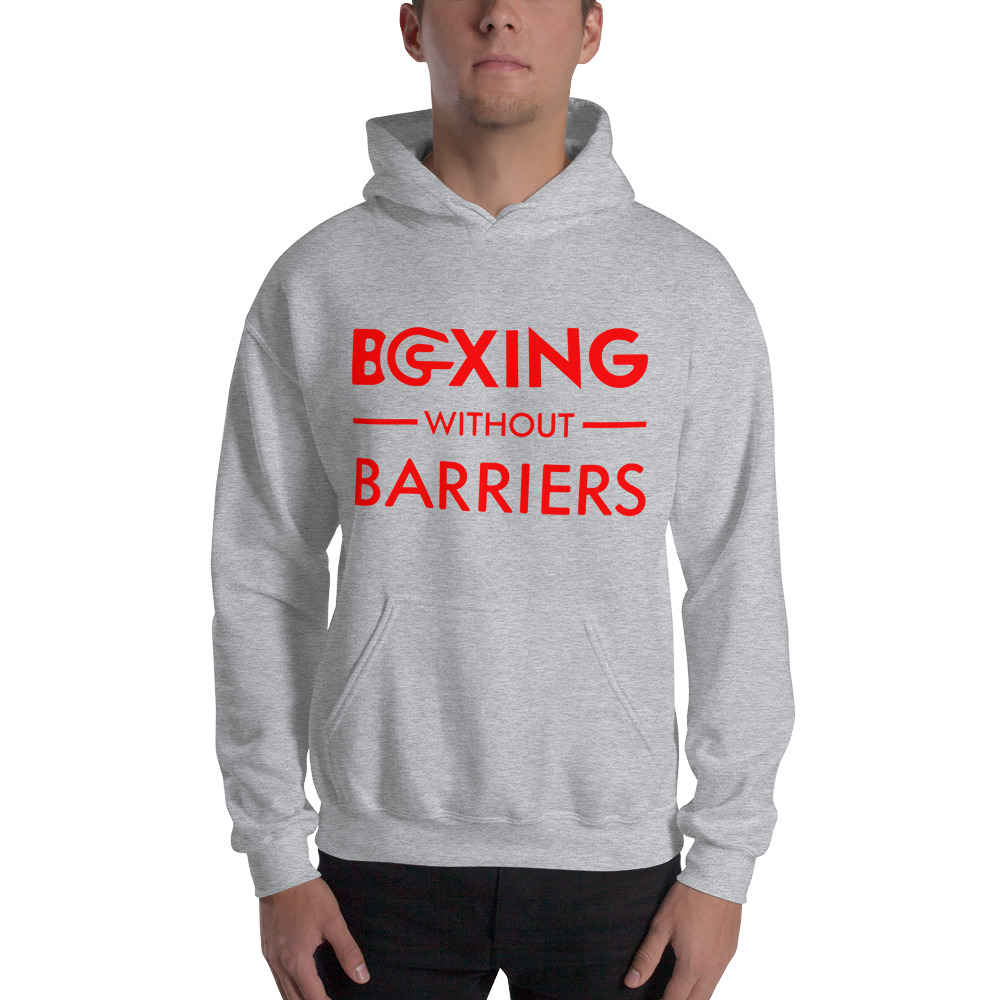 Boxing Without Barriers Hoodie, Red Logo