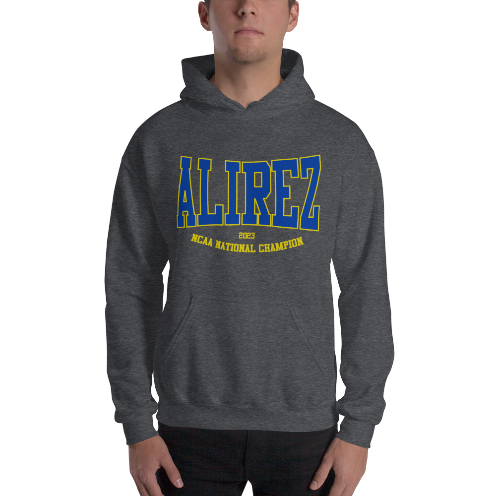 Andrew Alirez "2023 NCAA National Campion" Hoodie, Light Logo