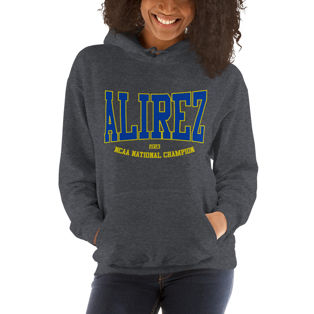 Andrew Alirez "2023 NCAA National Campion" Hoodie, Light Logo