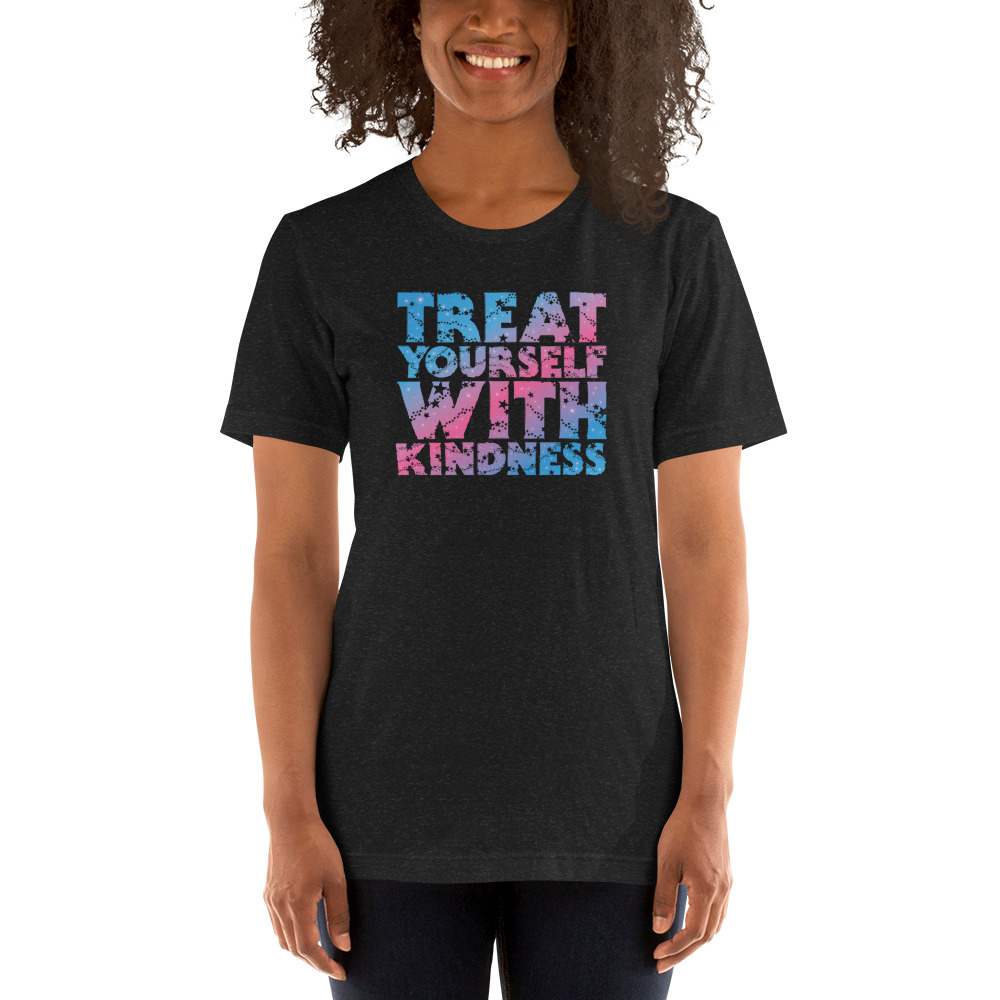 Treat Yourself With Kindness by Val Whiting Unisex T-Shirt, Light Logo