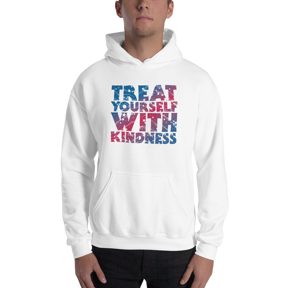 Treat Yourself With Kindness by Val Whiting Unisex Hoodie, Dark Logo