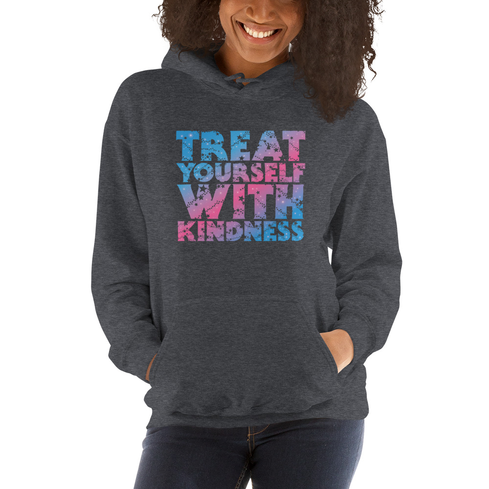 Treat Yourself With Kindness by Val Whiting Unisex Hoodie, Light Logo