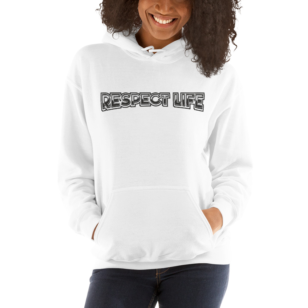 Respect Life by Clay Collard Unisex Hoodie, Dark Logo