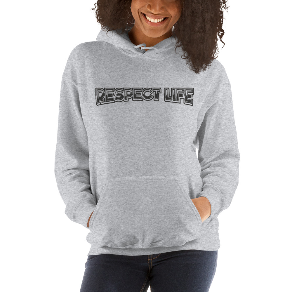 Respect Life by Clay Collard Unisex Hoodie, Dark Logo