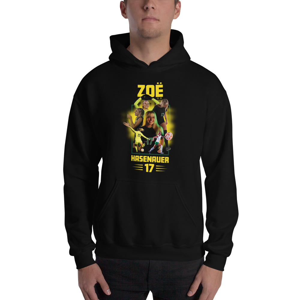 #17 Zoë Hasenauer Unisex Graphic Hoodie, Gold Logo