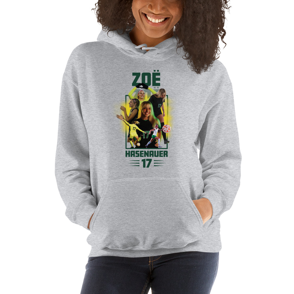 #17 Zoë Hasenauer Unisex Graphic Hoodie, Gold Logo