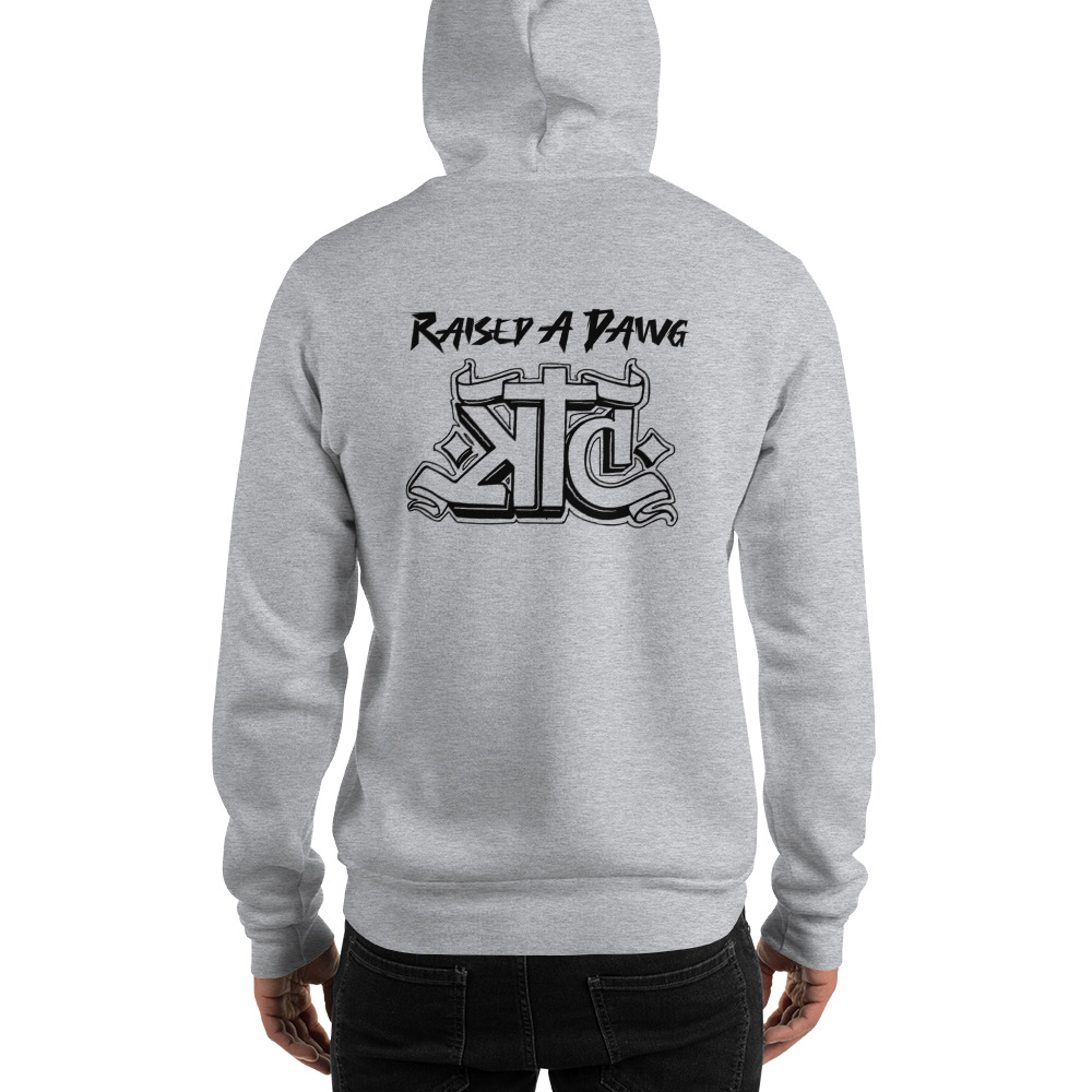 Born A Beast Raised A Dawg by Kendo Castaneda Unisex Hoodie, Black Logo